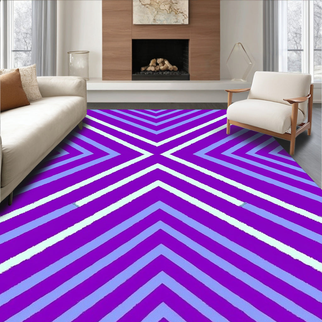 Bold Purple Chevron Stripe Rug