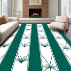 Emerald Green Vertical Botanical Stripe Rug