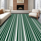 Dark Green White Vertical Stripe Rug