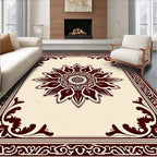 Rich Burgundy Floral Medallion Border Rug