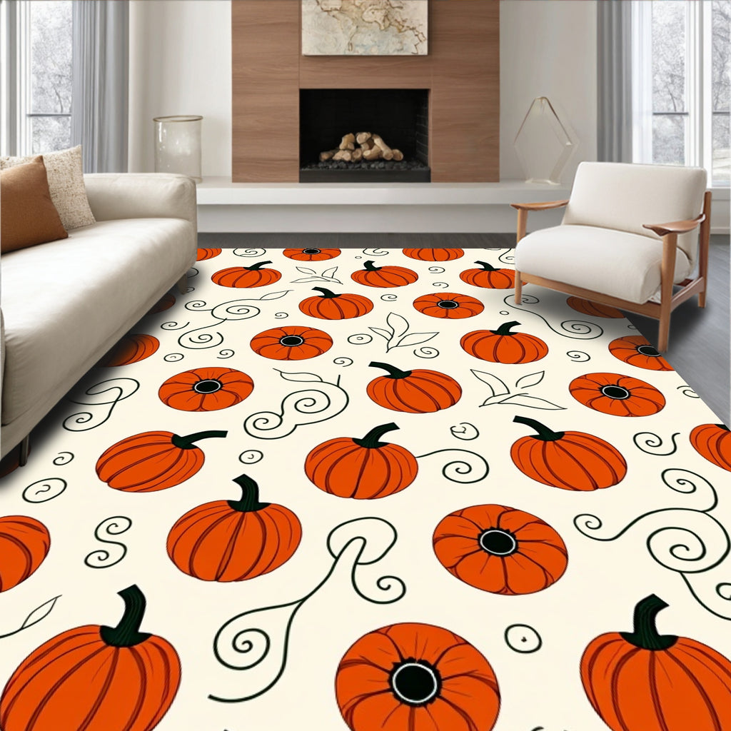Vibrant Orange Pumpkin Patch Garland Rug