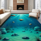 Undersea Nautilus Shell Coastal Scene Rug