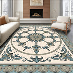 Pale Blue Floral Medallion Centerpiece Rug