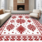 Crimson Snowflake Bordered Rug