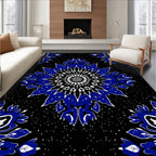 Vibrant Royal Blue Floral Mandala Rug