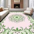 Soft Green Floral Mandala Garden Rug