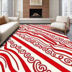 Crimson Swirl Diagonal Stripe Rug