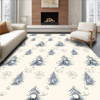 Winter Forest Evergreen Snowflakes Rug