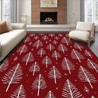 White Pine Forest Crimson Background Rug