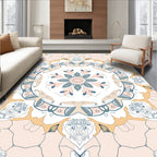 Blush Pink Teal Floral Mandala Rug