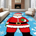 Festive Santa Claus Snowflakes Background Rug