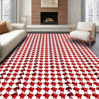 Crimson Houndstooth Geometric Repeat Rug