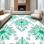 Emerald Green Floral Crest Rug