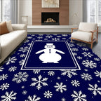 Winter Snowman Snowflake Navy Rug