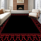 Bold Crimson Geometric Outline Rug