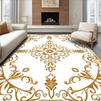 Golden Scrollwork Medallion Arrangement Rug