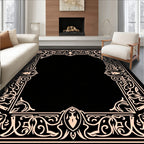 Elegant Formal Tan Border Rug
