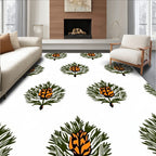 Orange Green Fir Floral Arrangement Rug
