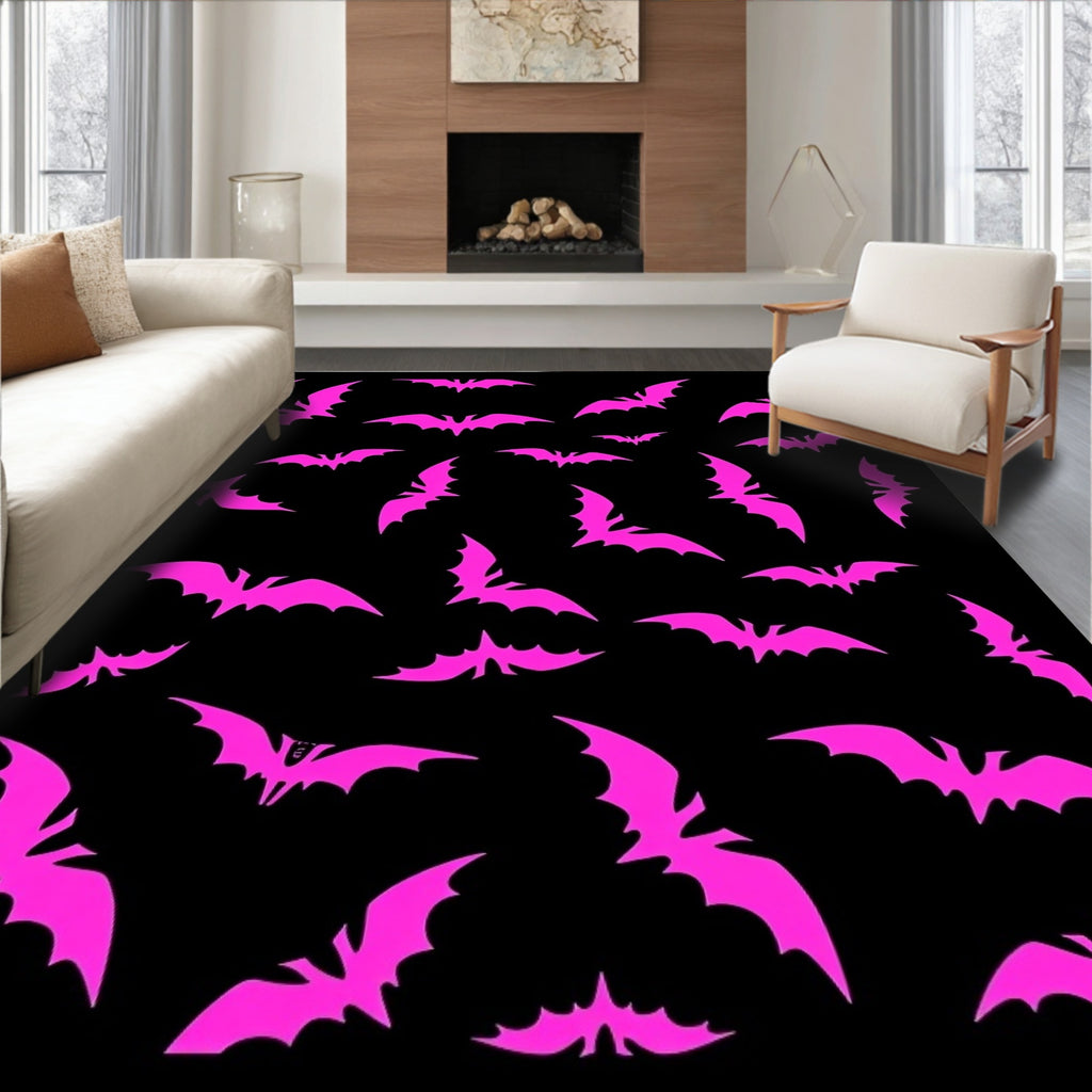 Hot Pink Flying Bats Scatter Rug