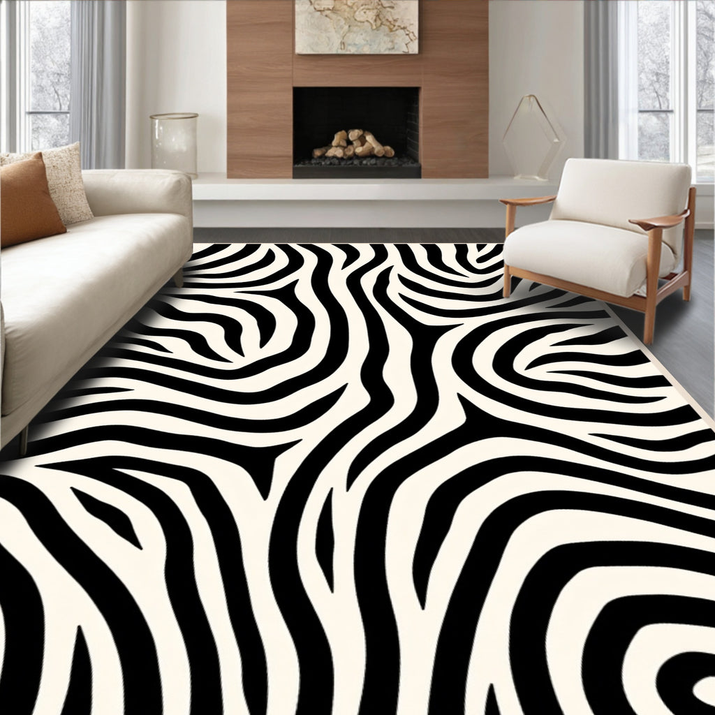 Bold Black and White Zebra Stripes Rug