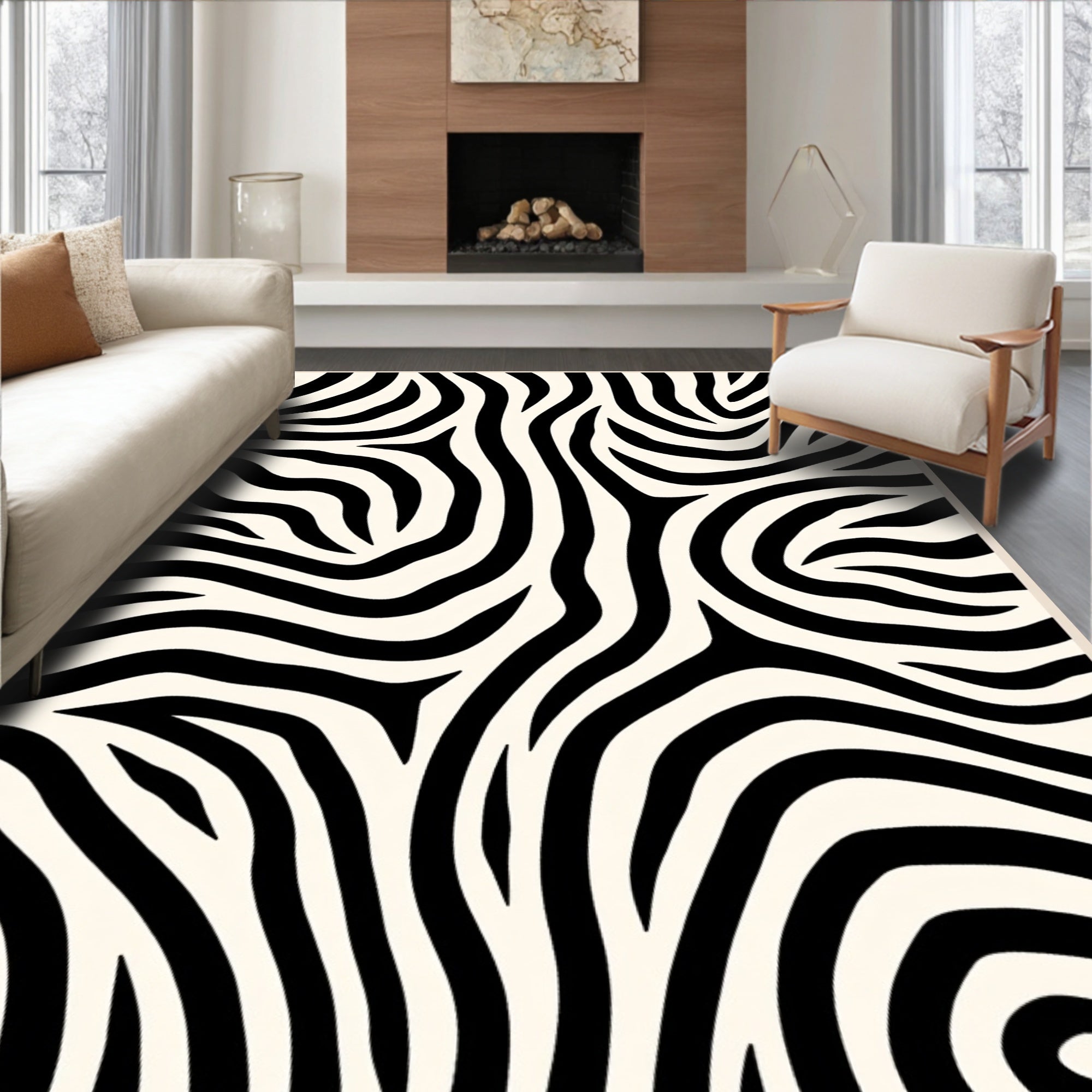 Bold Black and White Zebra Stripes Rug