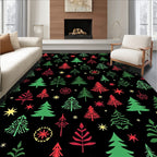 Holiday Evergreen Collection Red Green Stars Rug