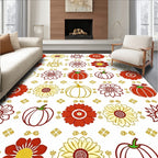Red Yellow Pumpkin Floral Medley Rug