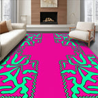 Vivid Pink Teal Abstract Figures Rug