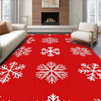 Red White Snowflake Scatter Rug