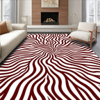 Crimson Wavy Lines Explosion Rug