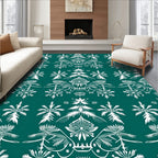 Emerald White Botanical Lace Repeating Rug