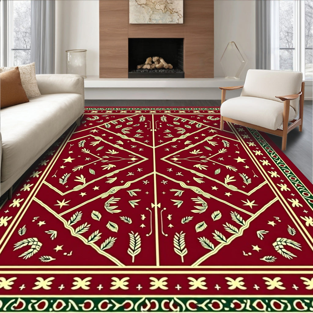 Crimson Botanical Medallion Rug
