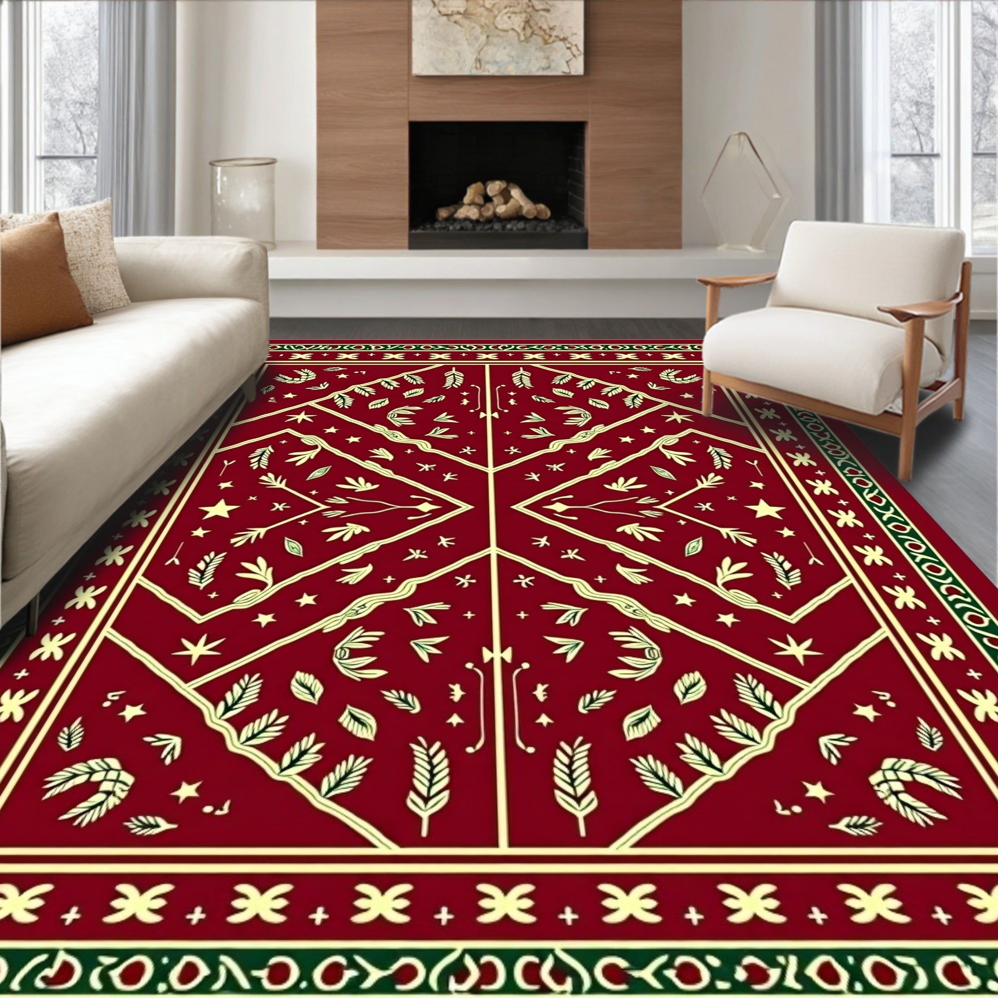 Crimson Botanical Medallion Rug