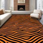 Orange Black Zebra Stripe Wave Rug