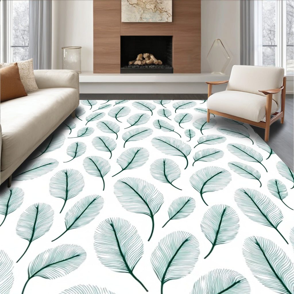 Delicate Teal Feathered Cascade Rug