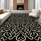 Ivory Black Filigree Scrollwork Rug