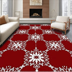Deep Red Ornate Snowflake Lattice Rug