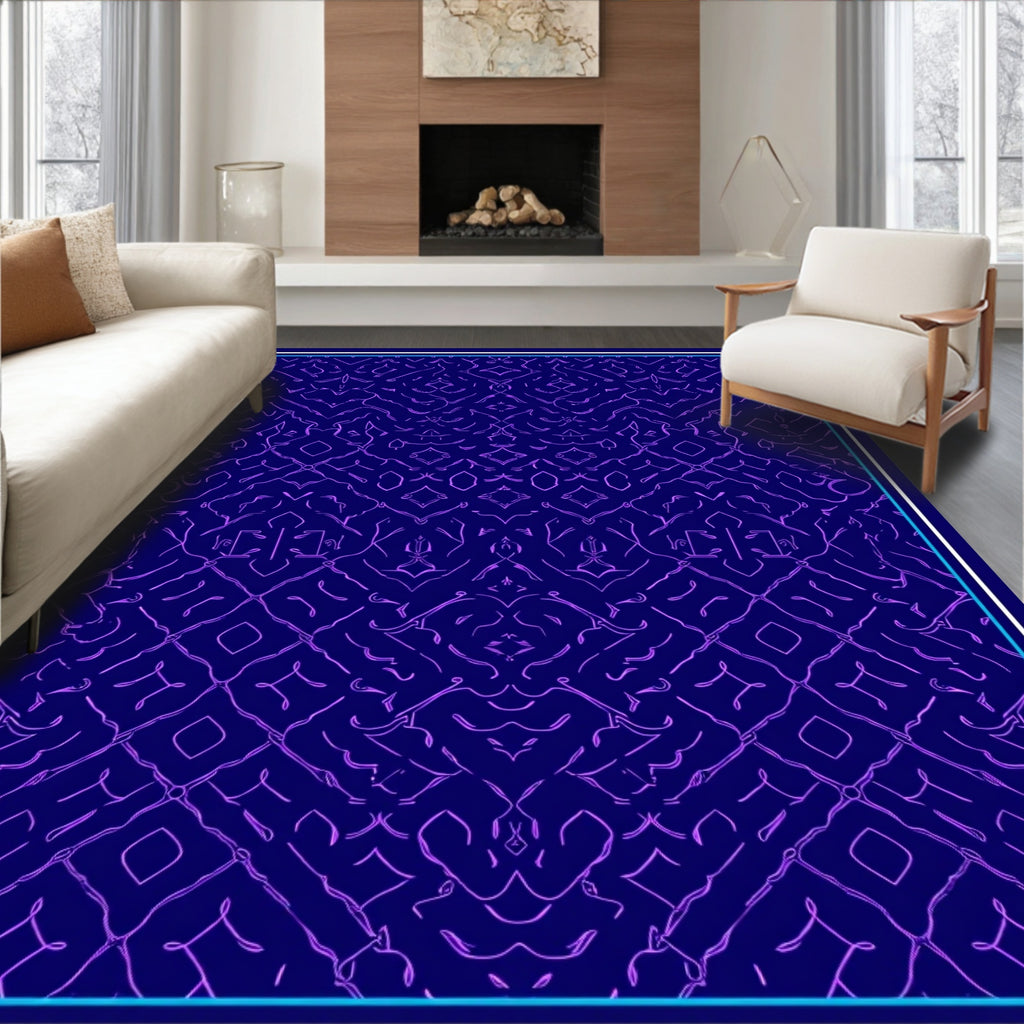 Deep Indigo Purple Geometric Lattice Rug