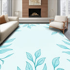Turquoise Botanical Sprigs Border Rug