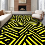 Bold Yellow Black Intersecting Lines Rug