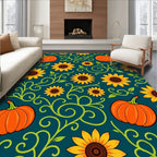 Autumn Sunflowers And Pumpkins Swirl Rug