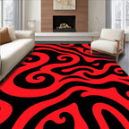 Bold Red Swirl Abstract Rug
