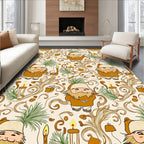 Rustic Brown Gnome Candle Whimsical Swirls Rug