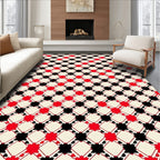 Crimson Black Lattice Starburst Rug