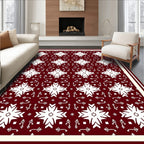 Crimson Floral Star Intricate Folk Rug