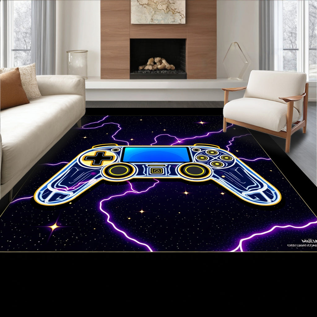 Retro Neon Controller Galactic Lightning Rug