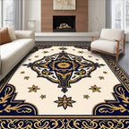 Deep Blue Golden Starburst Radiance Rug