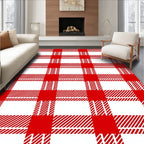 Classic Red White Gingham Check Rug