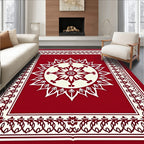 Crimson Cream Radial Medallion Frame Rug
