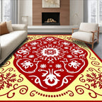 Crimson Swirling Snowflake Mandala Rug